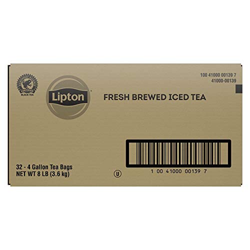 Lipton Iced Tea Bags, Unsweetened Black Tea, 4 Count (Pack of 32)