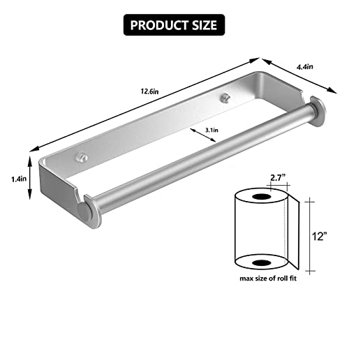 Aheucndg Wall Mount Paper Towel Holder - Silver, Self-Adhesive or Drill