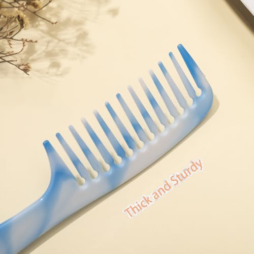 JILFR 2-Pack Wide Tooth Hair Combs, 8.5" Long Handle Detangling Comb for Curly Hair