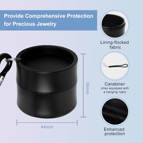 KONIDUN Mini Travel Jewelry Keychain Case - 1-Tier Black Ring Holder