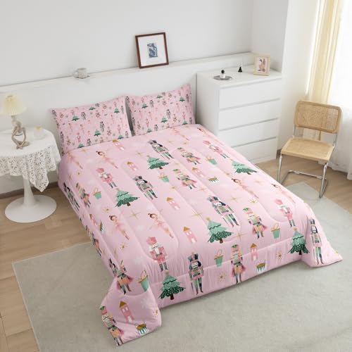 Pink Christmas Bedding Set Queen Size for Kids & Girls - Feelyou