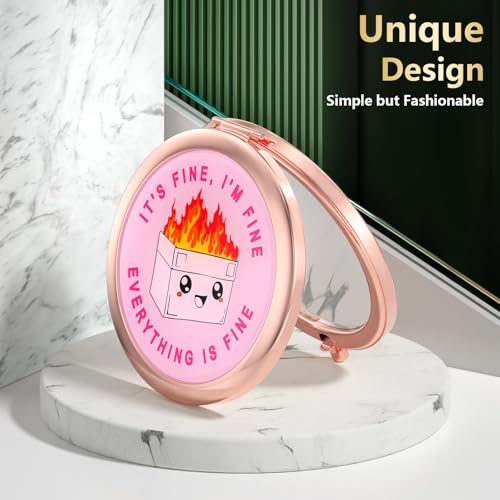 Nipichsha Compact Pocket Travel Makeup Mirror - 2X/1X Rose Gold