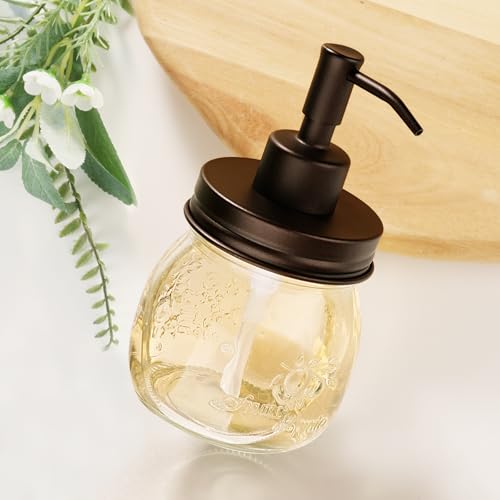 Amolliar Mason Jar Liquid Soap Dispenser - 10oz Glass Pump - Bronze