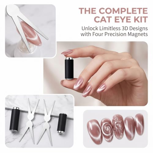 Cat Eye Nail Magnet Set, 4 Pcs French Tip Gel Polish Art Tools