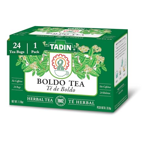 Tadin Boldo Tea - Caffeine-Free Herbal Tea, 24 Tea Bags