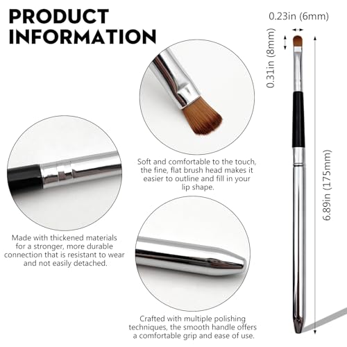 Zoolinn Portable Lip Brush Set, 2PCS Silver Retractable Makeup Brushes