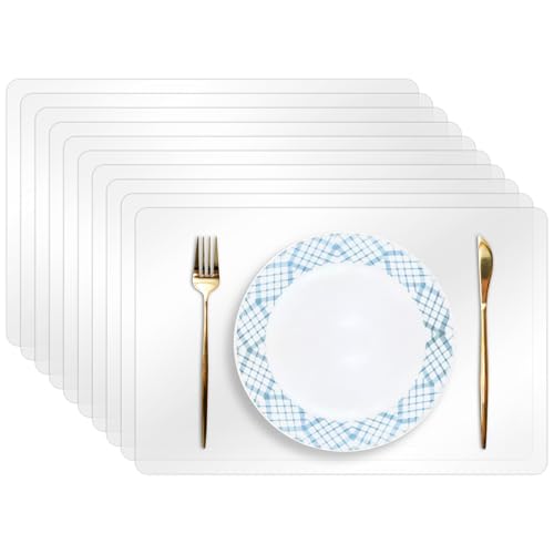 Clear Plastic Placemats - 10 Pack, 17x11 Inch Wipeable Table Mats