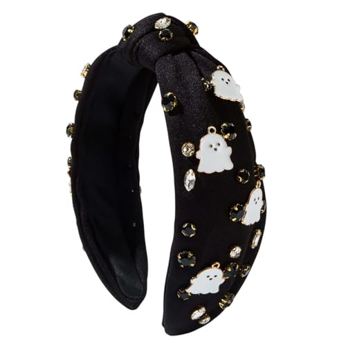 Halloween Pumpkin Ghost Crystal Pearl Knotted Headband for Women