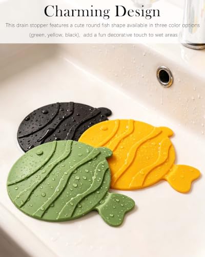 Fish Silicone Drain Stopper - 2 Pack, Suction Cup Cover for Bathtub & Sink