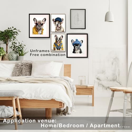 French Bulldog Wall Art Prints Set of 4 - 8x10 Unframed Decor