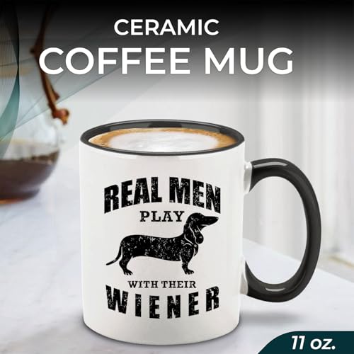 Funny Dachshund Dog Dad Mug - 11 oz Black Handle Ceramic Coffee Cup