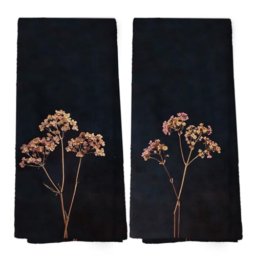 Vintage Floral Kitchen Towels Set of 2 - 16x24 Inch Microfiber