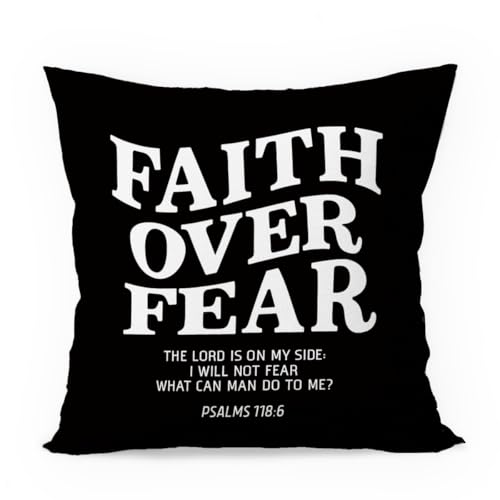 Christian Pillow Cover 18x18 - Faith Over Fear Decorative Cover