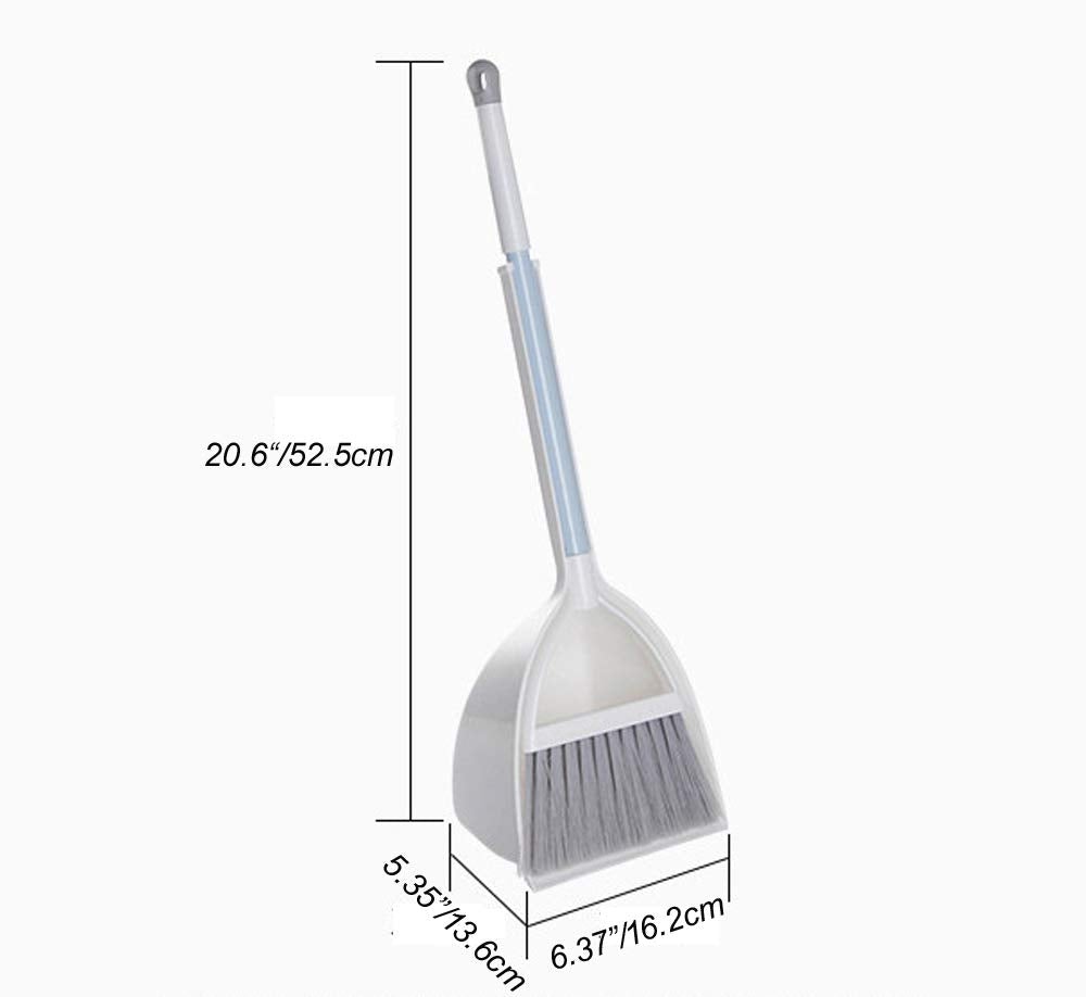 Qidiwin Mini Broom and Dustpan, Home Kitchen Sweeping for Kids(White+Gray)