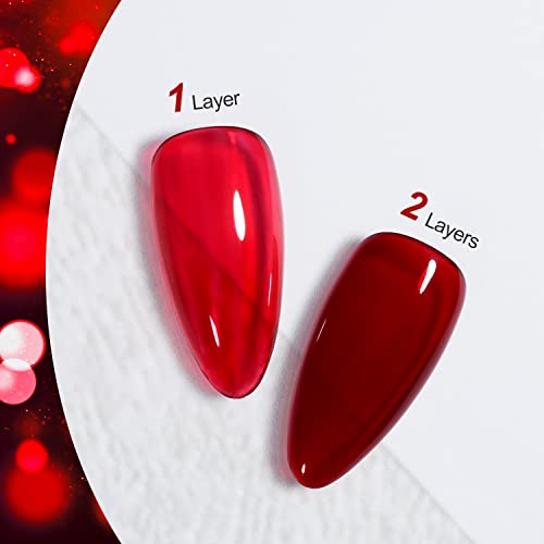 GAOY Sheer Red Gel Nail Polish - 16ml Soak Off Jelly Wine Red UV Polish