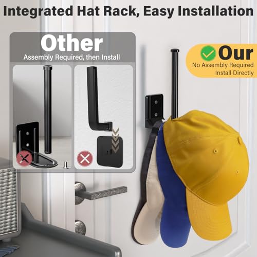 Ginyoyo 4 Pack Adhesive Hat Hooks – Heavy Duty Wall Hat Rack for Baseball Caps