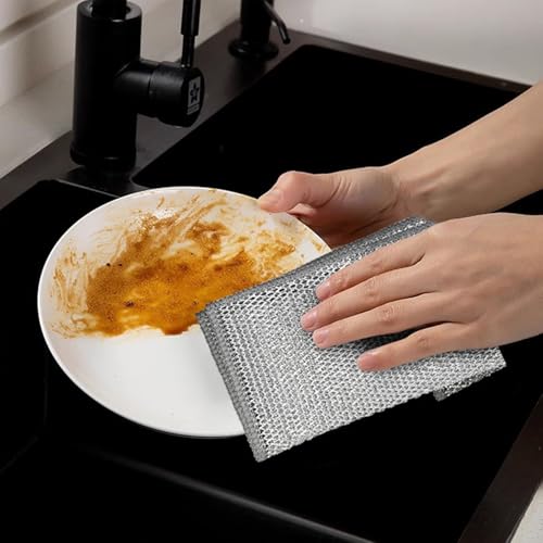 Double-Layer Wire Cleaning Cloths - Non-Scratch Dishcloths (10 Pack)