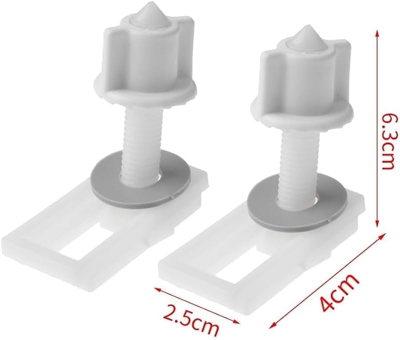 Universal Toilet Seat Screws and Nuts Kit - 2Pcs Durable Plastic Fasteners