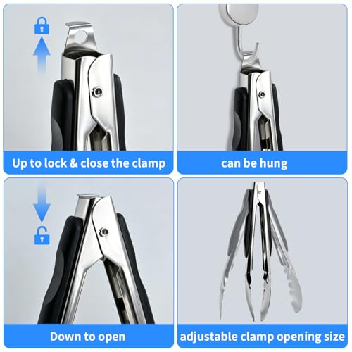 AskBed Stainless Steel Kitchen Tongs 9/12 Inch for Cooking BBQ & Salad