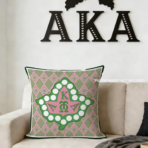 Ivy Leaf Greek Letter Throw Pillow Cover - 18x18 Inch Decorative Cushion for Home