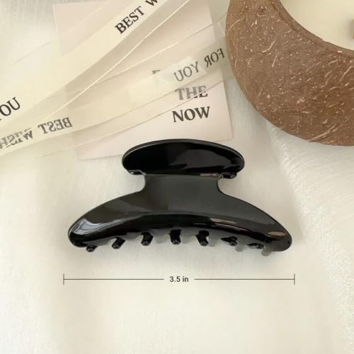 UVANKAUP 3.5-Inch Acetate Hair Claw Clip for Fine and Medium Thick Hair - Black