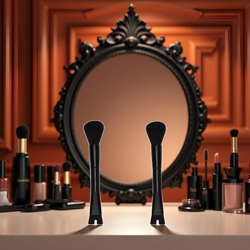 Zhuluck 2-in-1 U-Shaped Nose Contour Makeup Brush, Dual Ended Sculpting Brush, Black, 2 Pack