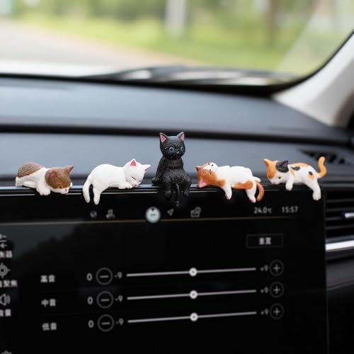 Kiofs 12-Piece Mini Cat Figurine Set for Car & Desk Decor