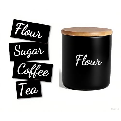 4PCS Flour Sugar Coffee Tea Vinyl Jar Labels - White Pantry Organization