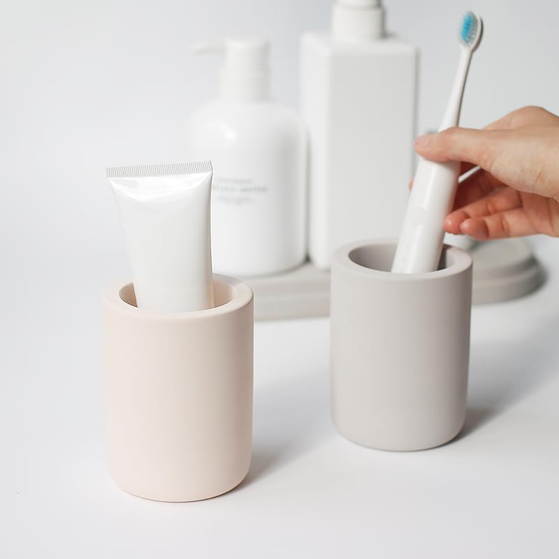 Selegna Diatomite Toothbrush Holder - Quick Drying Bathroom Organizer for Electric Toothbrushes | Beige