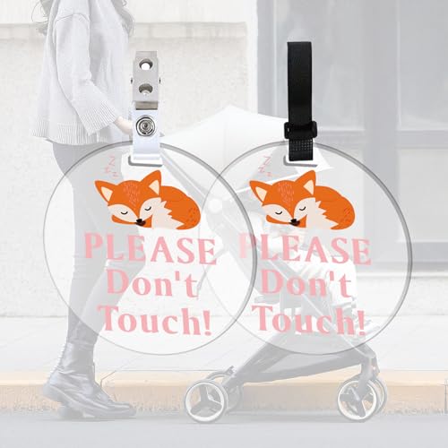 No Touching Baby Sign - 2 Pack Acrylic Stroller Tags with Clips