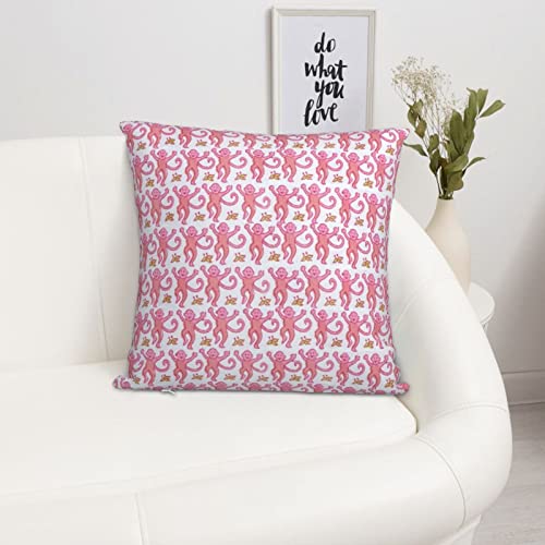 Dycica Velvet Pink Rabbit Monkeys Throw Pillow Cover 18"