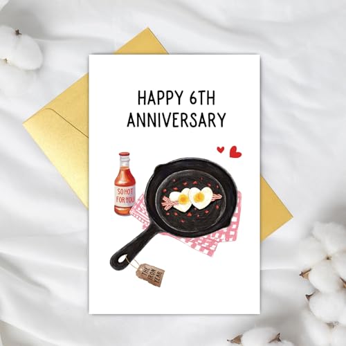 Funny 6 Year Iron Anniversary Card for Husband or Wife, Blank Inside