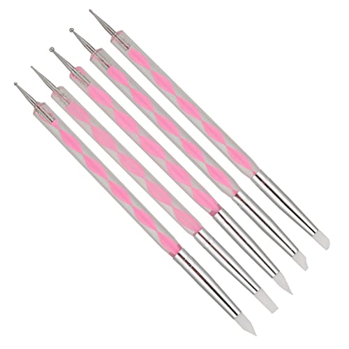 Dioche 5pcs Dual Ended Nail Art Dotting Pen Set with Acrylic Handles