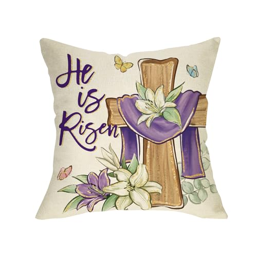 Easter Christian Decorative Throw Pillow Cover 16x16 Inches - Home Decor Accent