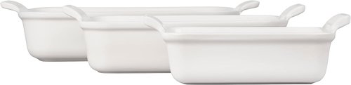Le Creuset Stoneware Heritage Set - 3 Rectangular Dishes in Classic White for Versatile Baking