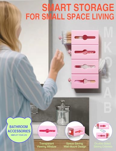 Wall-Mounted Qtip Holder for Bathroom Organization - 4 Pcs