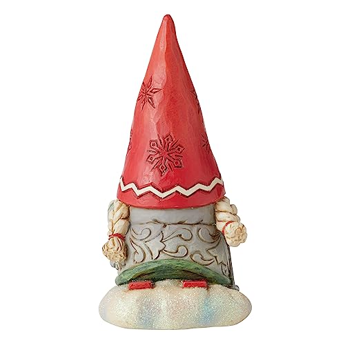 Enesco Jim Shore Heartwood Creek Gnome with Braids Skiing Figurine, 4.33 Inch, Multicolor