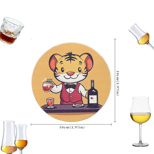 Animal-Themed Bamboo Coasters Set of 6 for Modern Home Decor