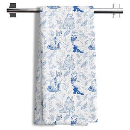 Chinoiserie Cat Kitchen Towels Grandmillennial Decorative Hand Towels