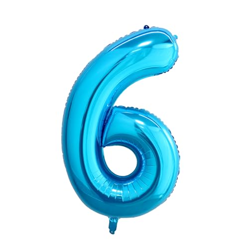 40-Inch Blue Number 6 Balloon for Birthdays & Anniversaries