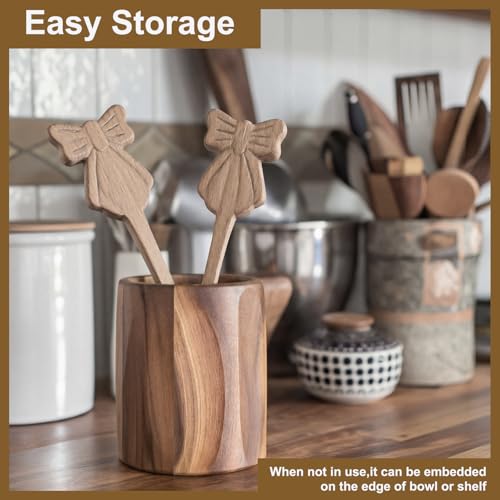 Linden Wood Salad Tongs Set - 9.8 Inch Spoon & Fork Utensils