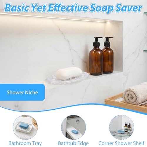2-Pack Silicone Soap Dish with Drainage for Shower & Kitchen