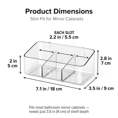 JessLab 3 Compartment Clear Acrylic Cabinet Door Organizer Bin