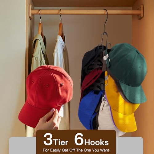 Ulimart Metal Hat Hanger - Rotatable Closet Hat Organizer, Black (2-Pack)