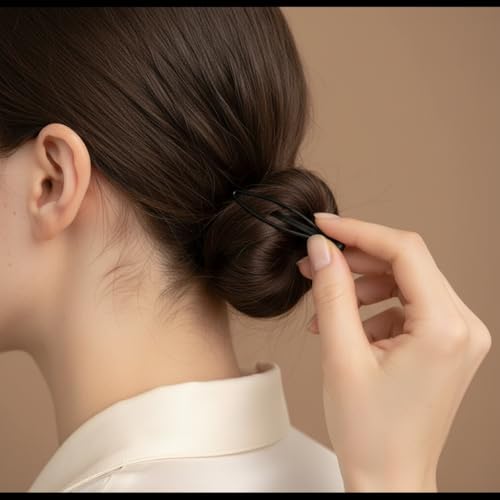 Black Mini Bobby Pins Set - 12 Pack Invisible Hair Styling Clips