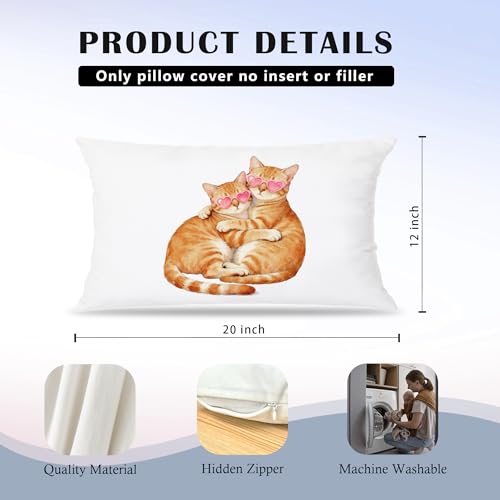 Orange Tabby Cat Gifts Lumbar Pillow Covers 12x20 - Rustic Design