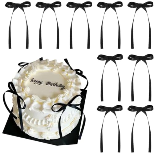 20 Pack Black Bow Cupcake Toppers for Weddings & Parties