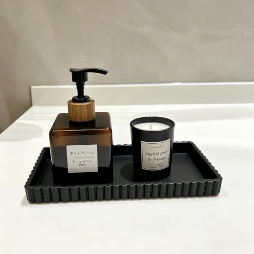 WUYHSD Silicone Bathroom Vanity Tray - Non-Slip Small Sink Caddy, Black