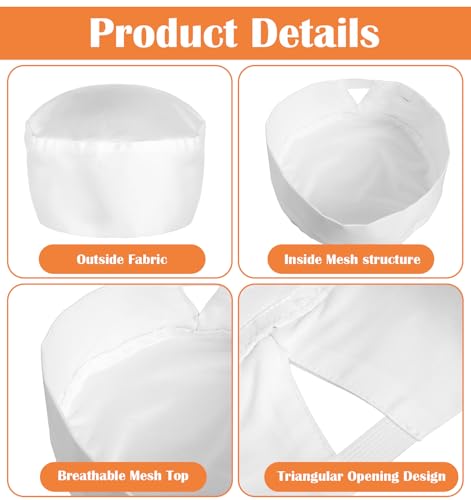 White Chef Hat for Men and Women - Comfortable Breathable Beanie