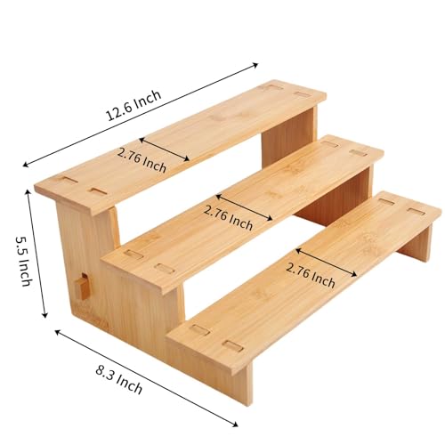 JinDoWin 3-Tier Bamboo Spice Rack Organizer for Cabinet, Small